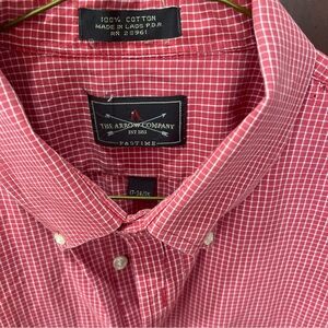 THE ARROW COMPANY PASTIME Red Check Button-Down Men's Shirt 17/34-35 EUC NICE!!